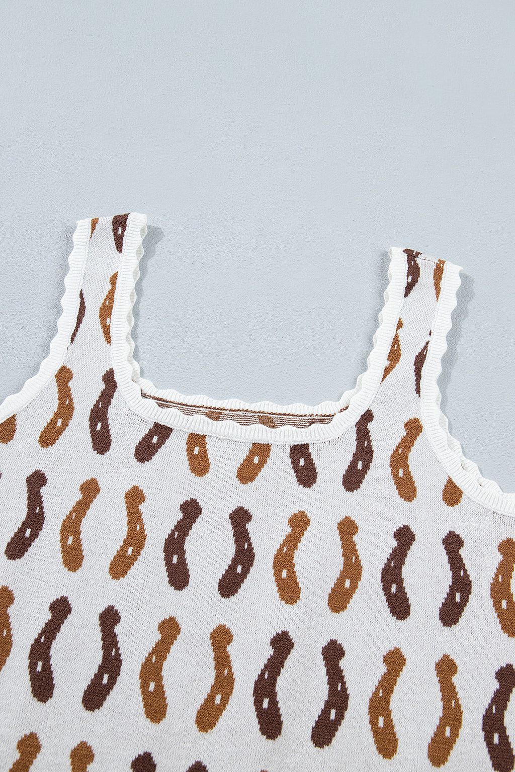 Western Leopard Horseshoe Tank Top – Scalloped Square Neck Knit Cami Dear-Lover Dropshipping Sweaters & Cardigans/Sweater Vests