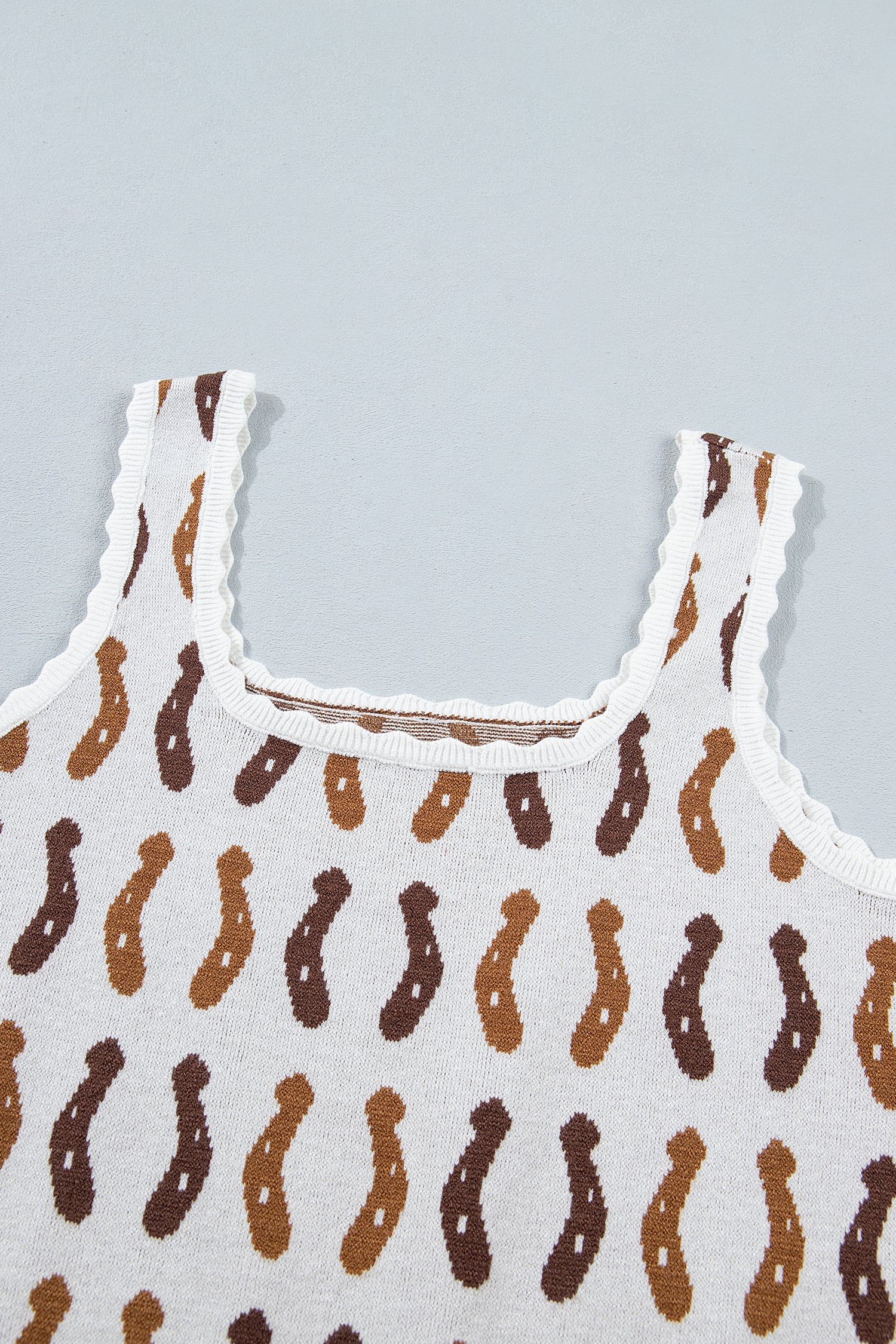 Western Leopard Horseshoe Tank Top – Scalloped Square Neck Knit Cami Dear-Lover Dropshipping Sweaters & Cardigans/Sweater Vests
