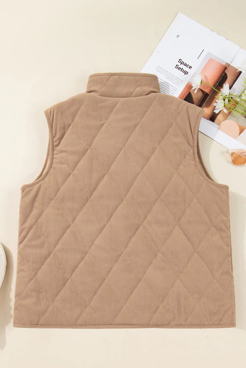 Camel Plus Size Quilted Vest