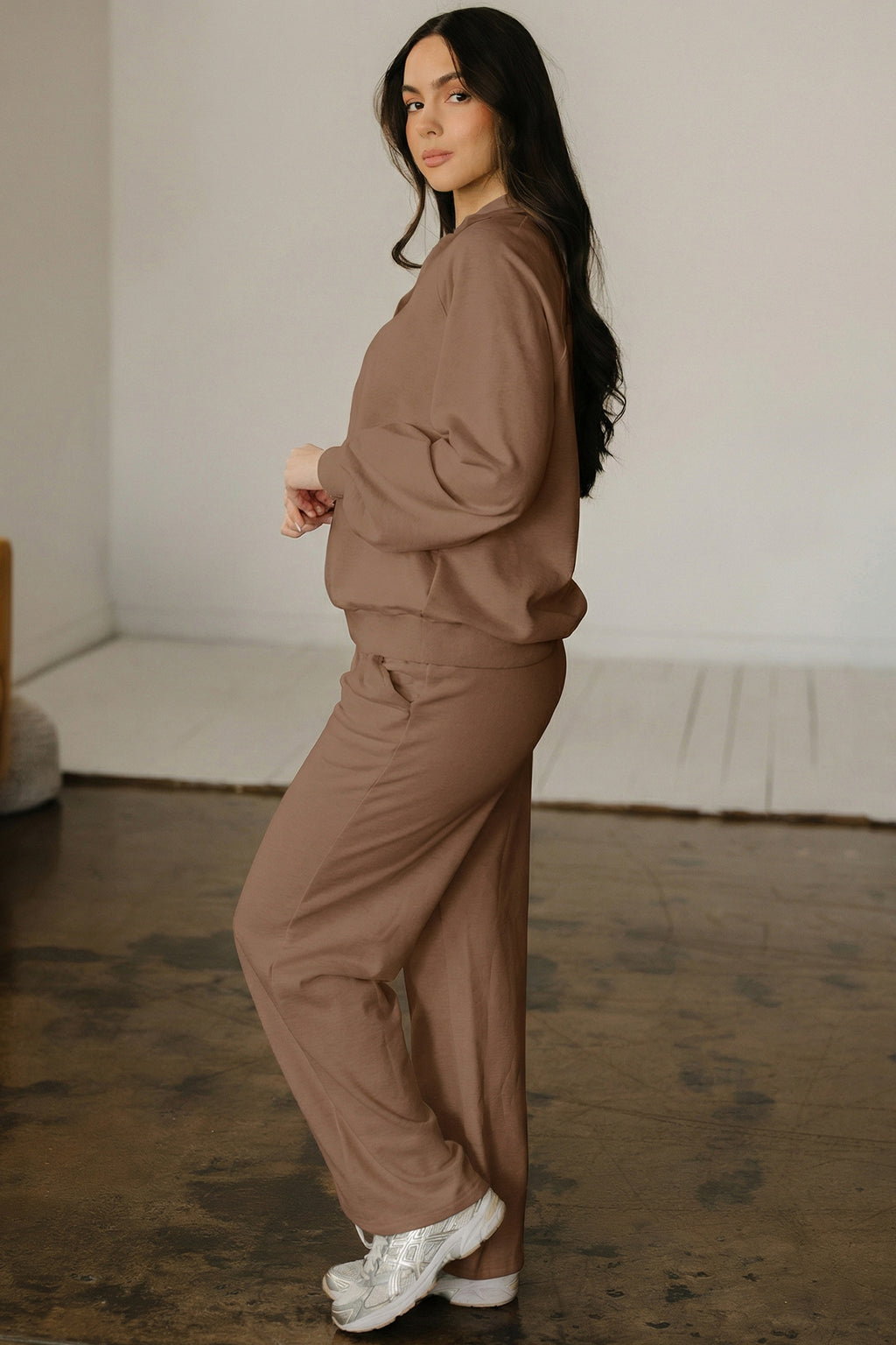 Polo Collar V Neck Pullover and Drawstring Sweatpants Set Bazaare Mart Two Piece Sets/Pant Sets