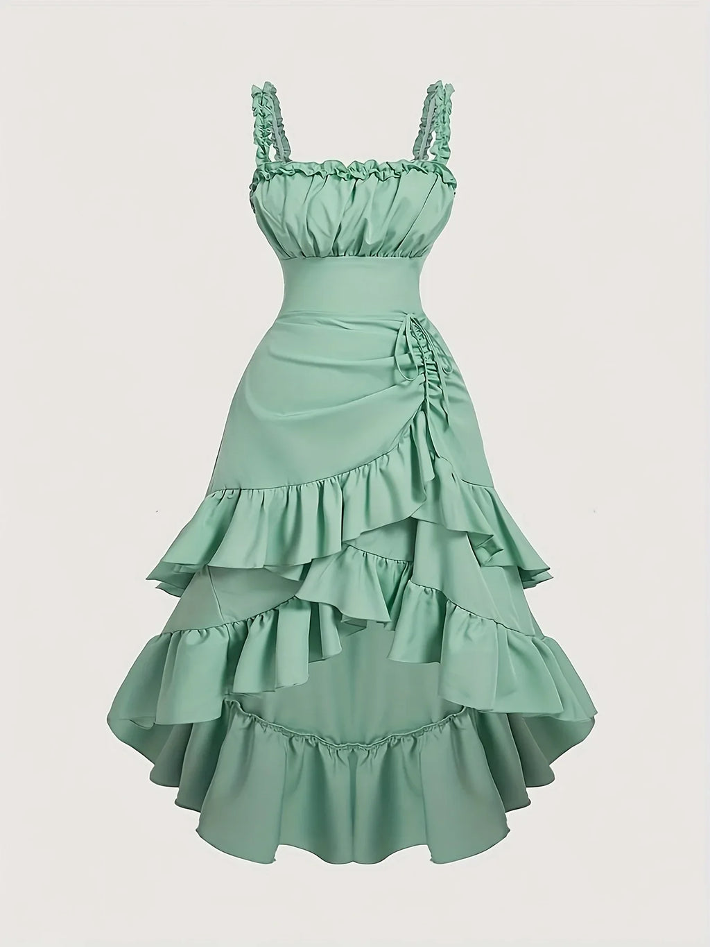 Romantic Multi-Layer Vintage Ruffled Hem Dress Bazaare Mart Ruffled Sleeveless Dress