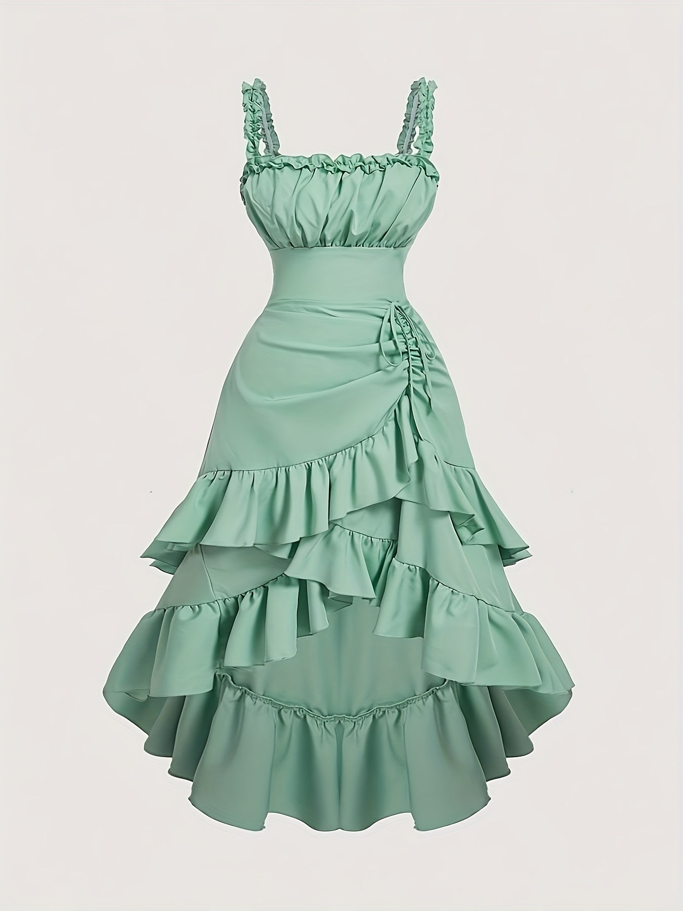 Romantic Multi-Layer Vintage Ruffled Hem Dress