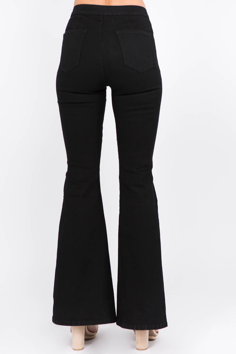 American Bazi Black Side Slit Flare Jeans