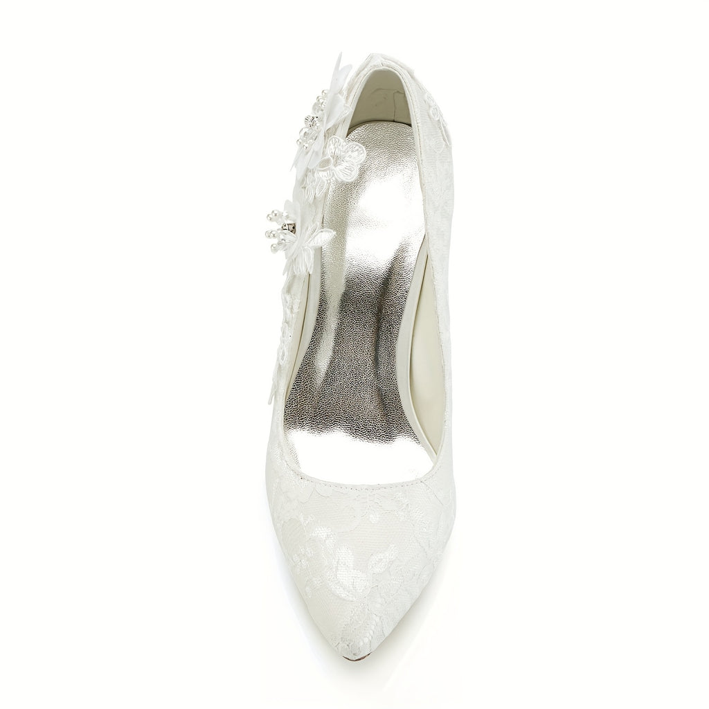 White Flower Wedding High Heels