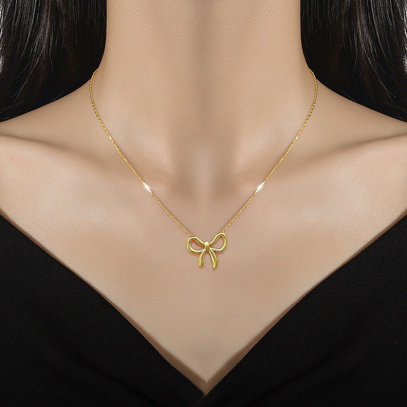 Sweet Bowknot Minimalist Style Necklace For Women