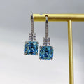 Marine Blue Square Rhinestone Earrings E302 Navy Blue 925 Silver Bazaare Mart Blue Rhinestone Earrings