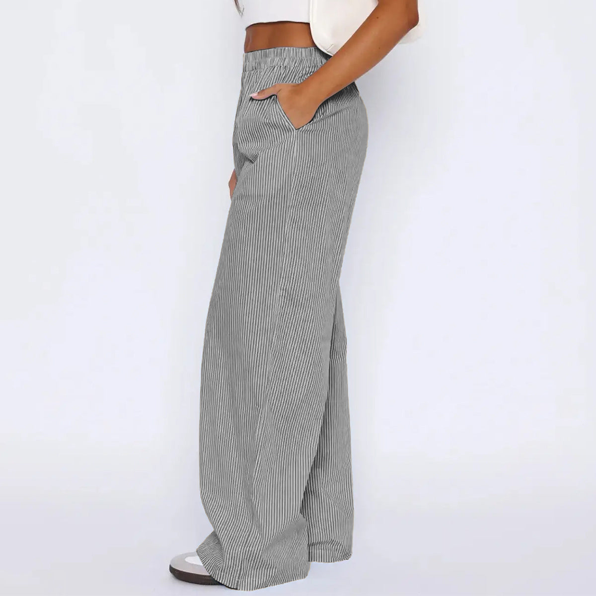 Pin Striped Wide Straight Leg Pants