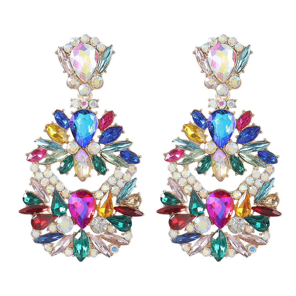 Rhinestone Floral Drop Earrings