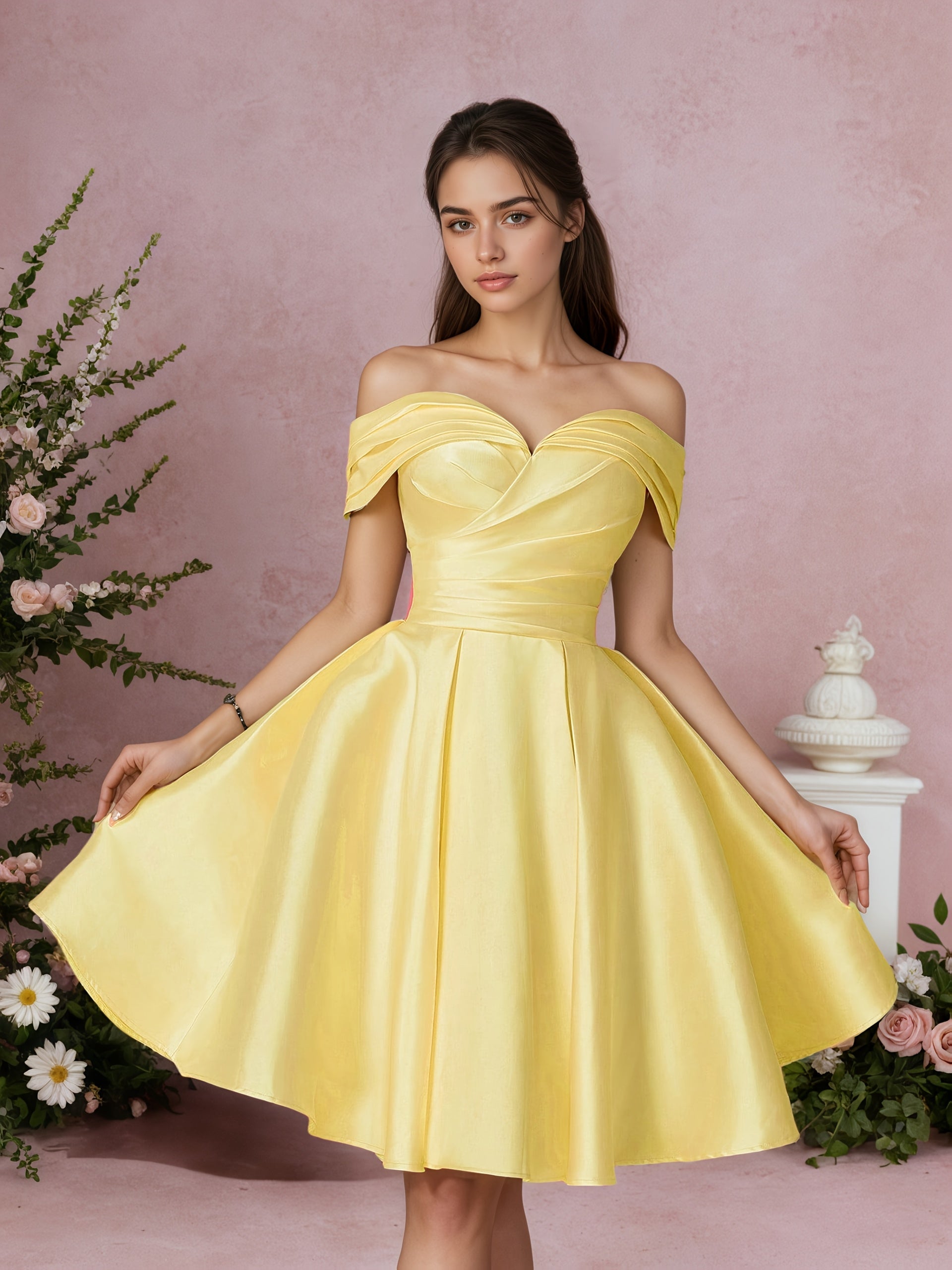 Elegant Sweetheart Off Shoulder Full Skirt Party Dress