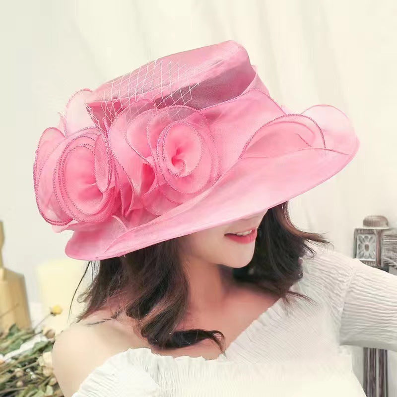 Fancy Mesh Floral Bowler Hat