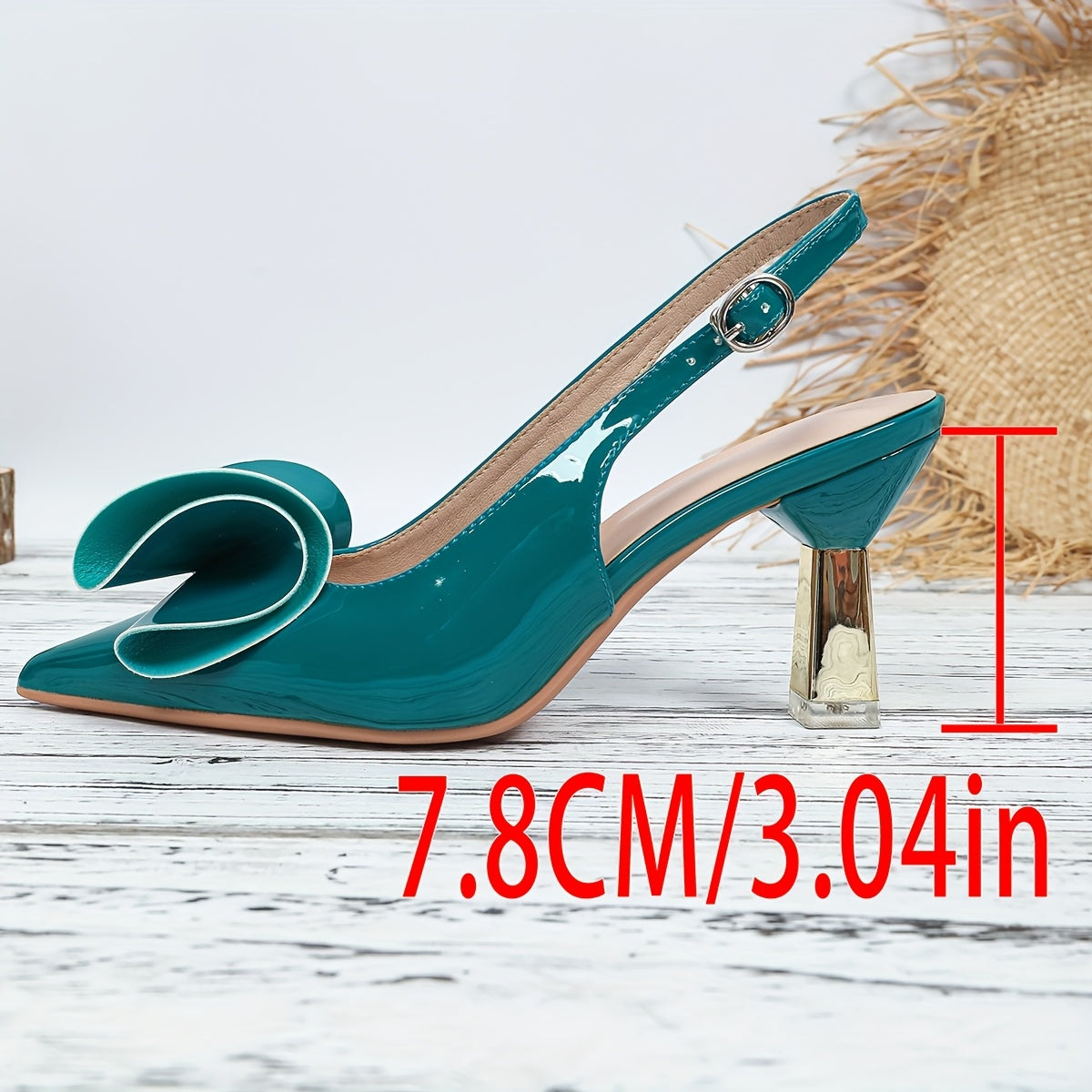 Pointed Toe Trumpet Flower Mid Heel Sling Shoes