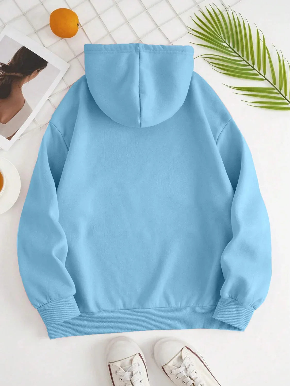 Plain Dropped Shoulder Hoodie Trendsi Drawstring Dropped Shoulder Hoodie