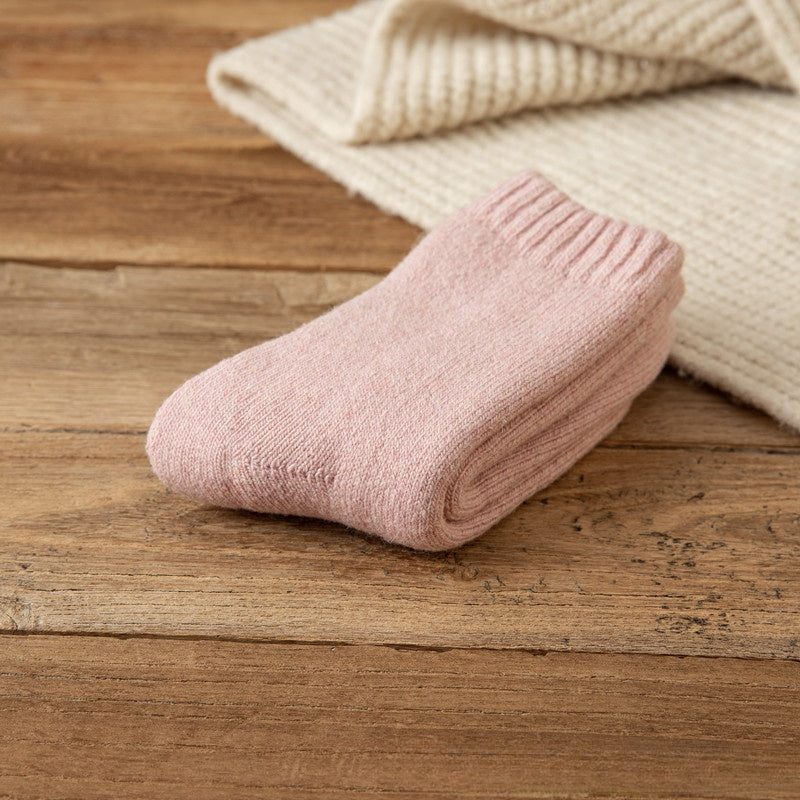 Pink Winter Warm Padded Extra Thick Fleece Lined Middle Tube Socks