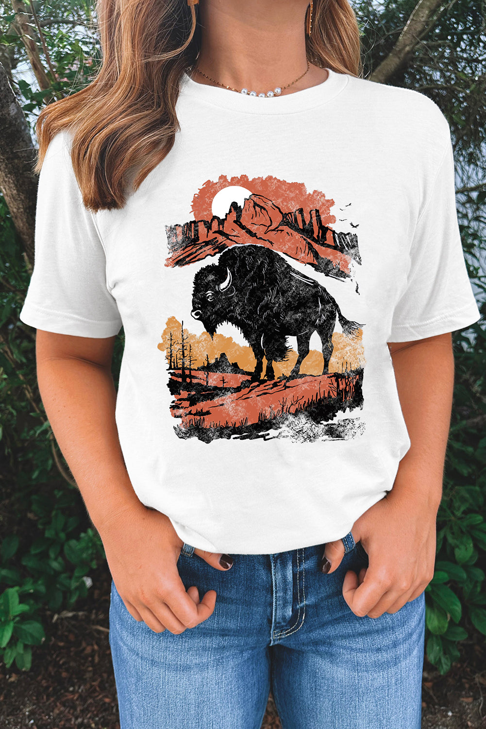 Retro Western Buffalo On Plains Tee
