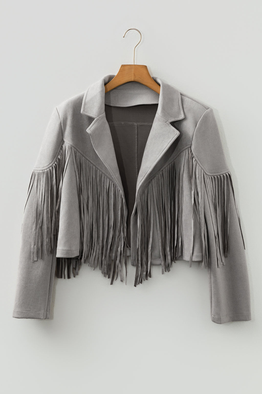 Cropped Fringed Faux Suede Jacket Bazaarre Mart Outerwear/Jackets