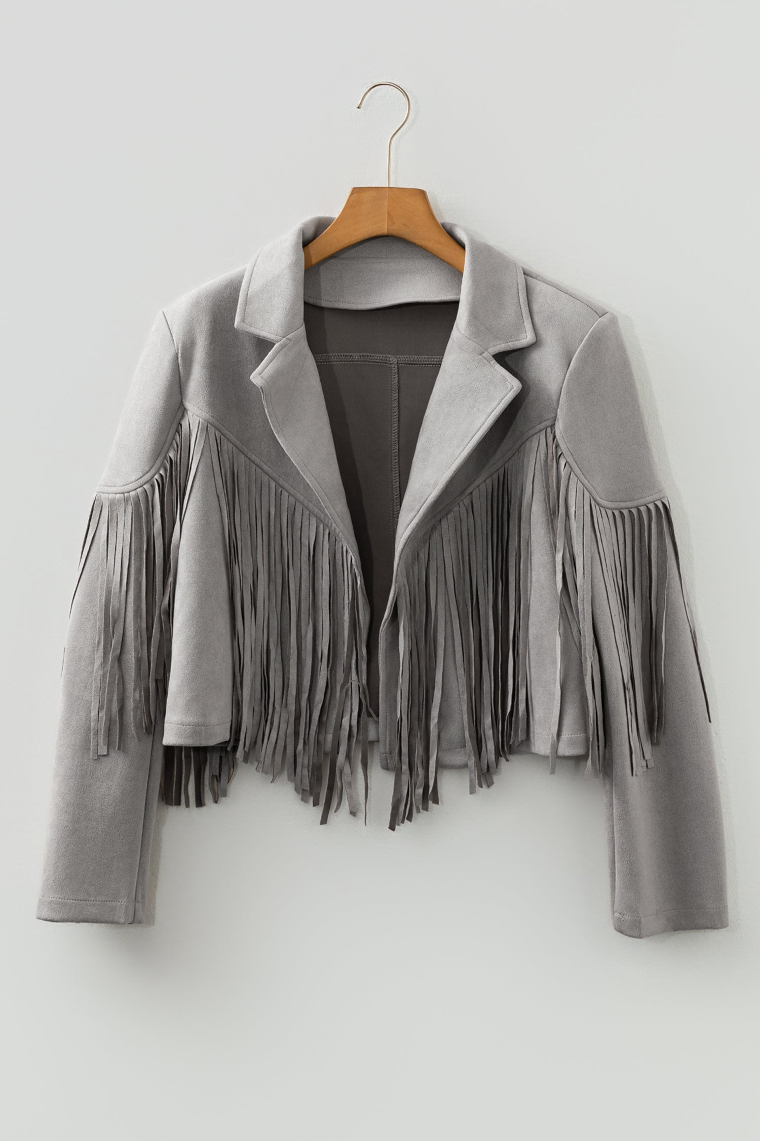 Cropped Fringed Faux Suede Jacket Bazaarre Mart Outerwear/Jackets