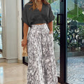 Women's Printed Shirt Wide Leg Pants Fashion Casual Set 9066 Black Suit CJ Dropshipping 2 pc. Pants Outfit