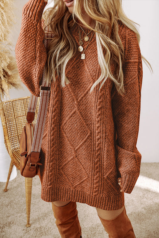 Coffee Loose Fit Sweater Dress