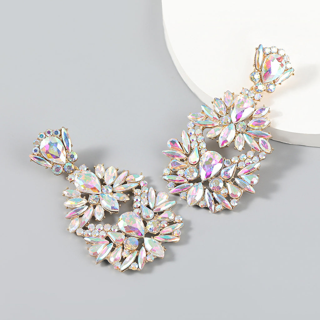 Rhinestone Floral Drop Earrings