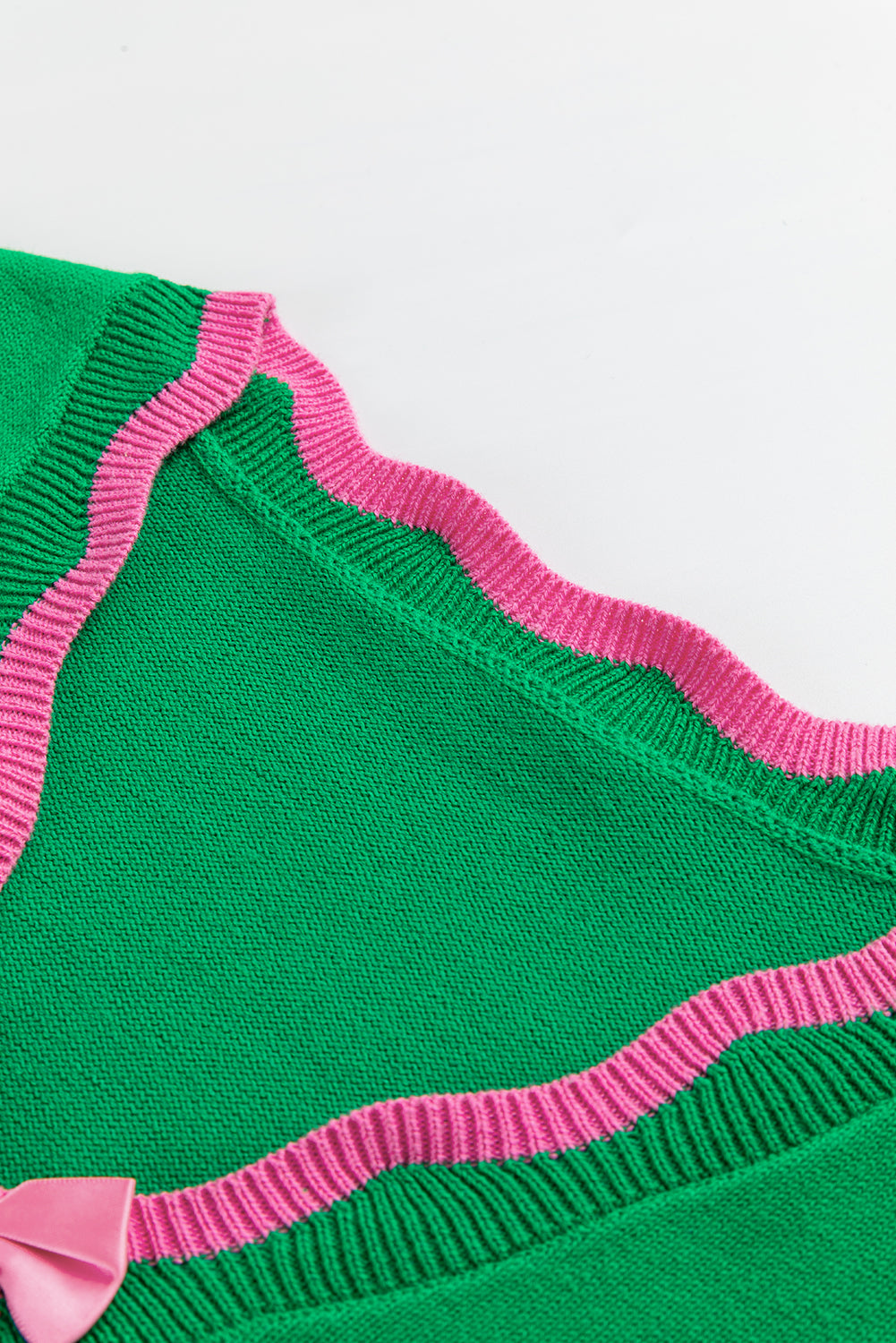 Green Stripe Bow Detail Cardigan