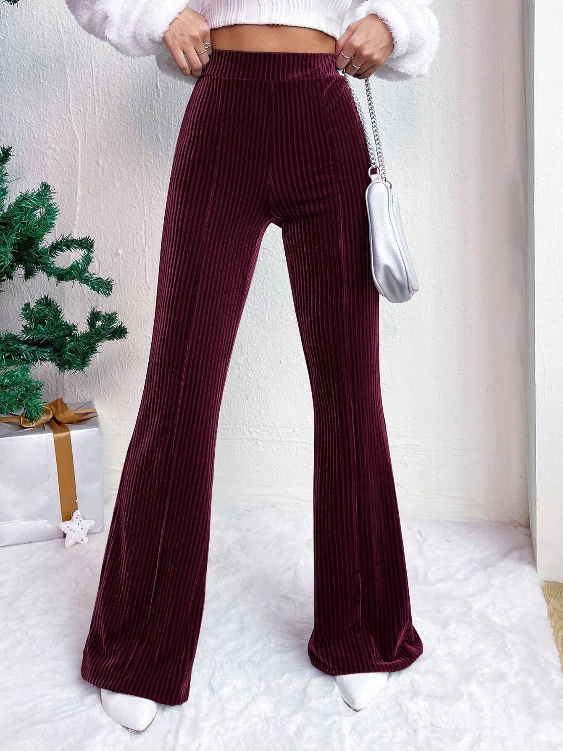 High Waist Corduroy Flare Pants