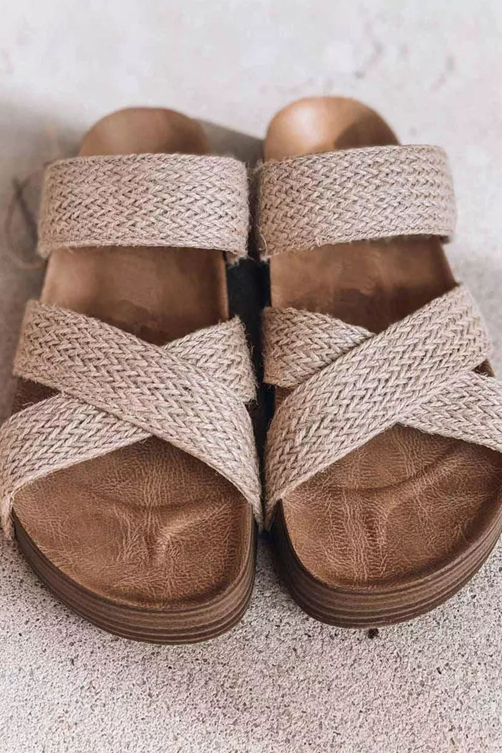 Beige Woven Sandals