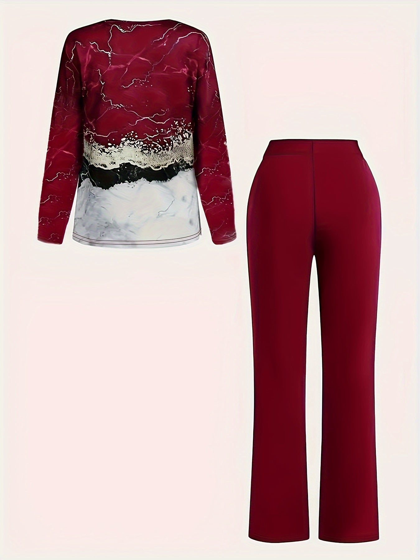 Plus Size Abstract Print Pants Outfit