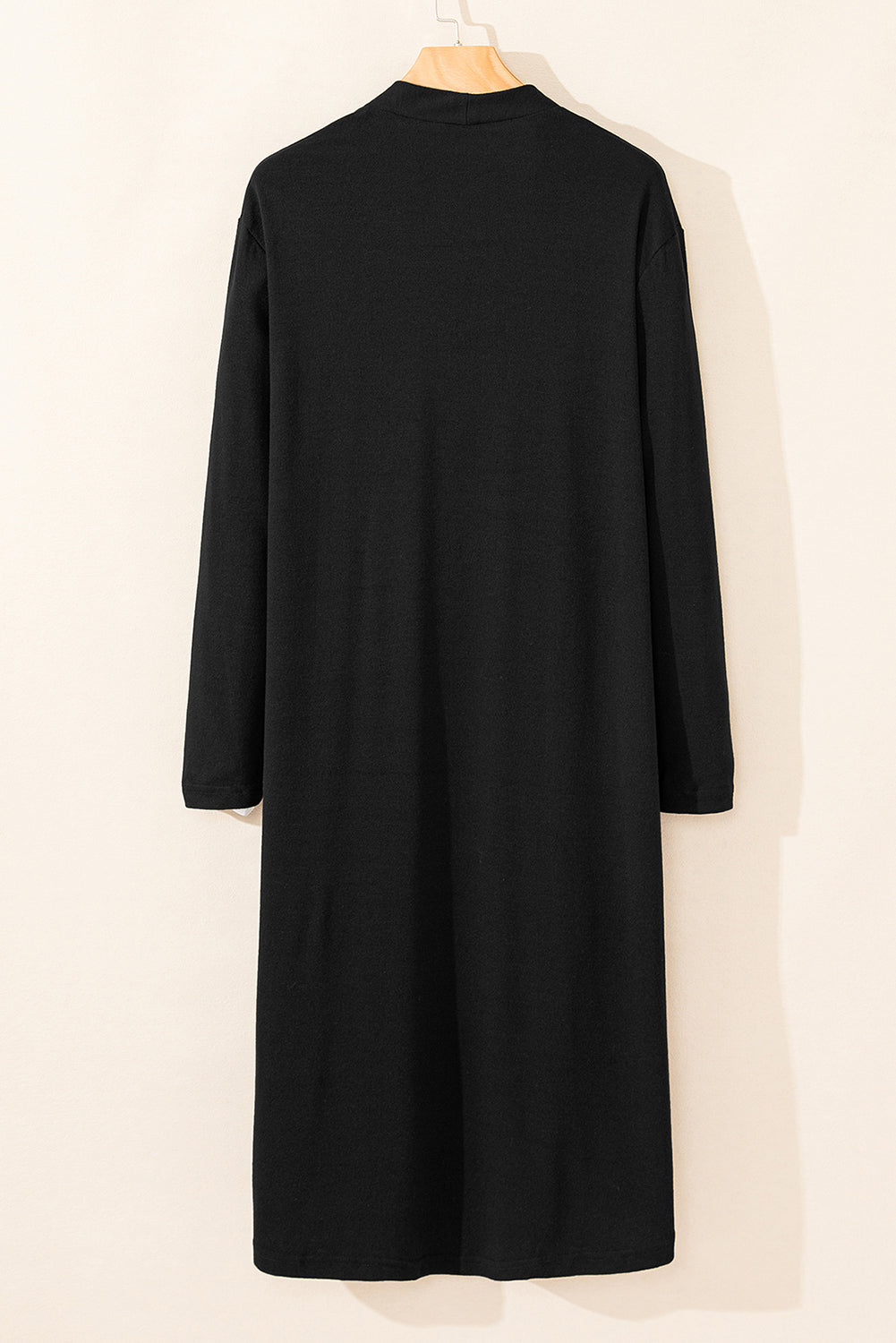 Black Knee Length Open Front Cardigan
