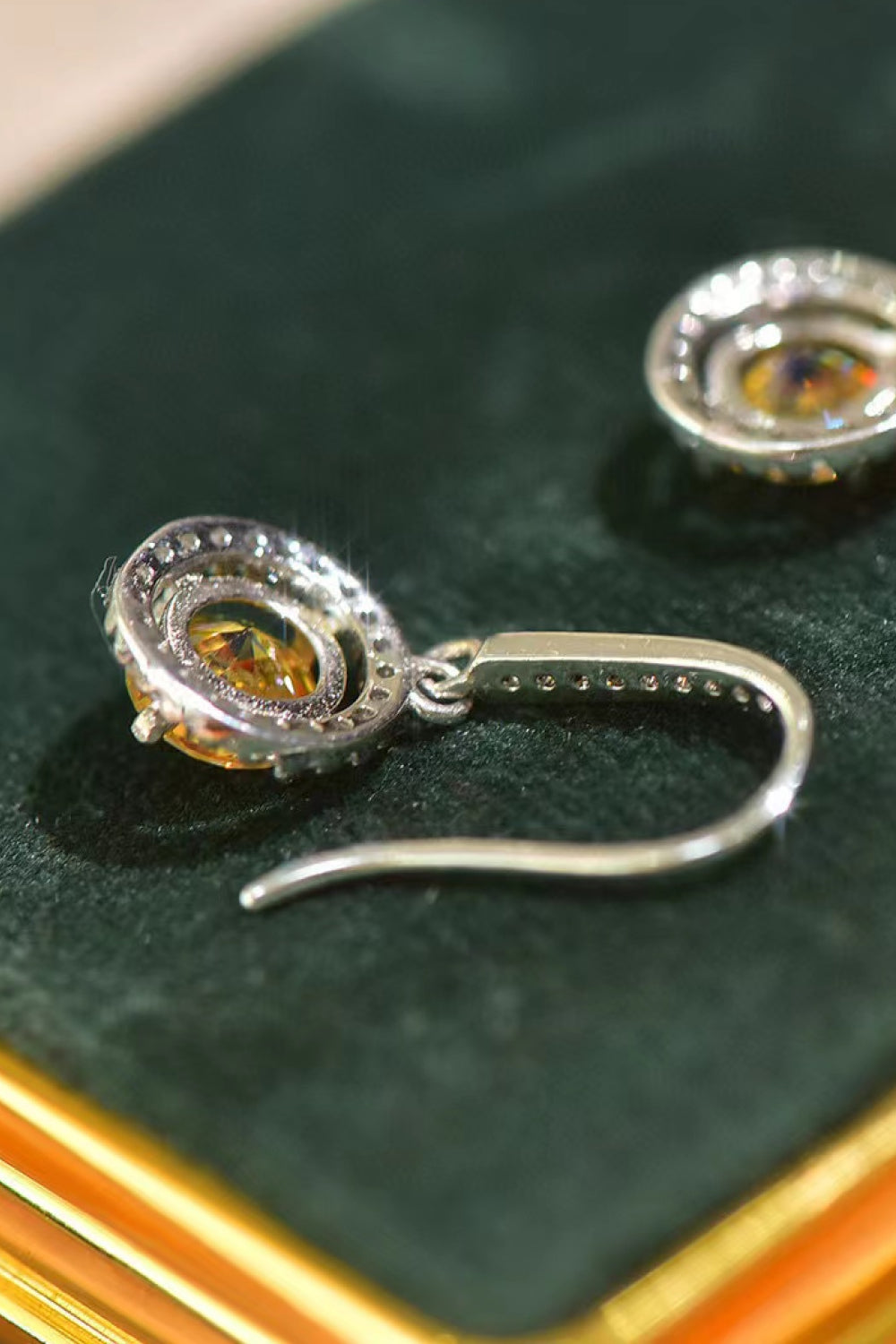 Platinum-Plated 2 Carat Yellow Moissanite Drop Earrings
