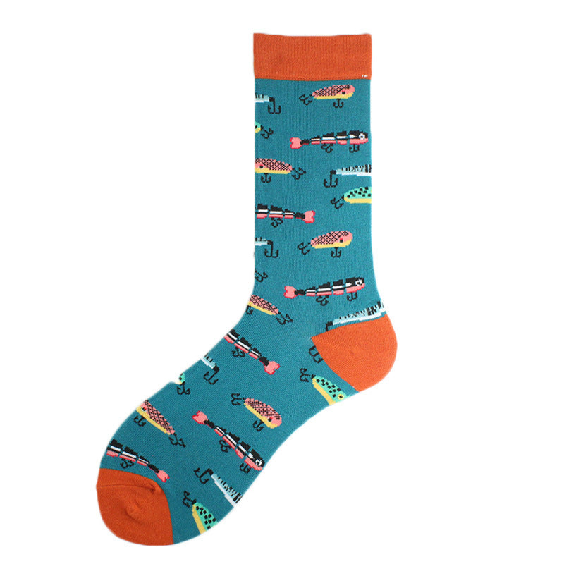 Men's Mid-Calf Colorful Jacquard Socks