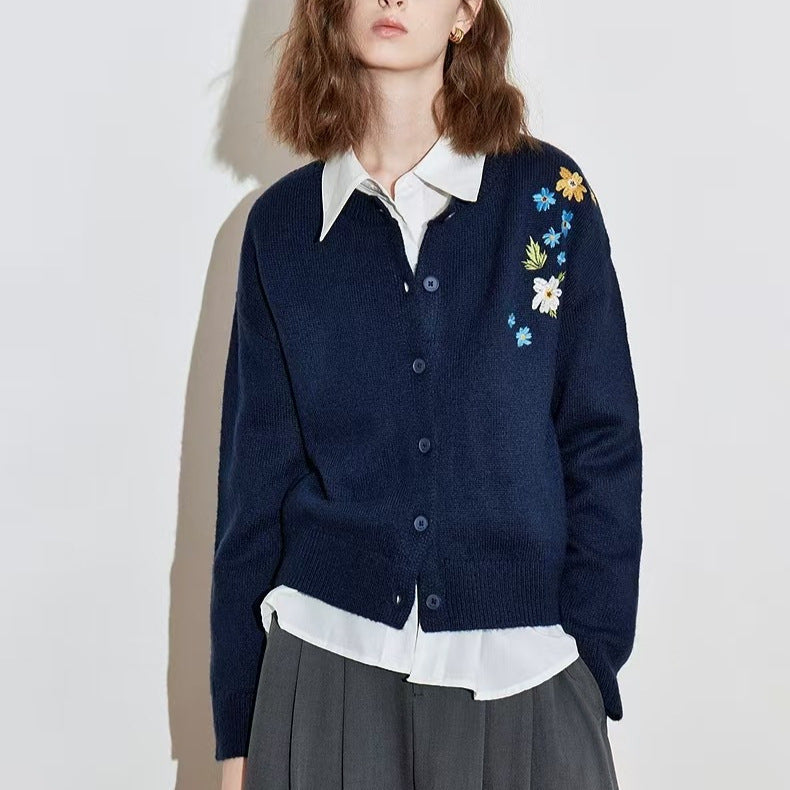 Retro Flower Embroidered Cardigan