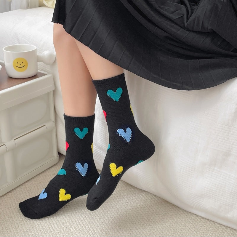 Thick Mid-calf Heart Socks