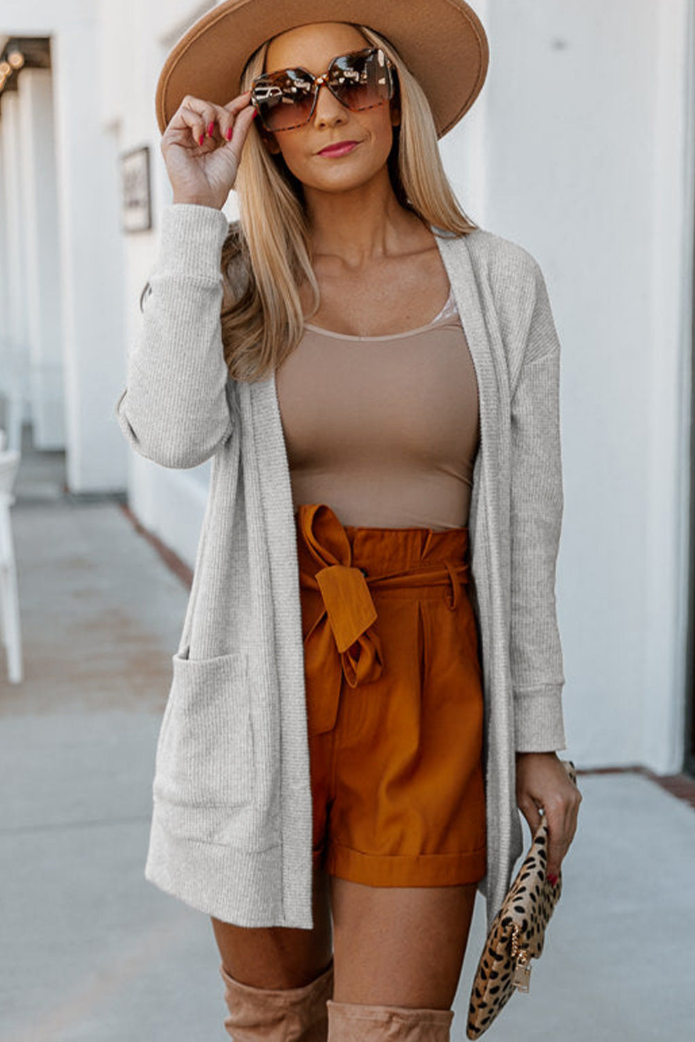 Thermal Knit Pocketed Cardigan