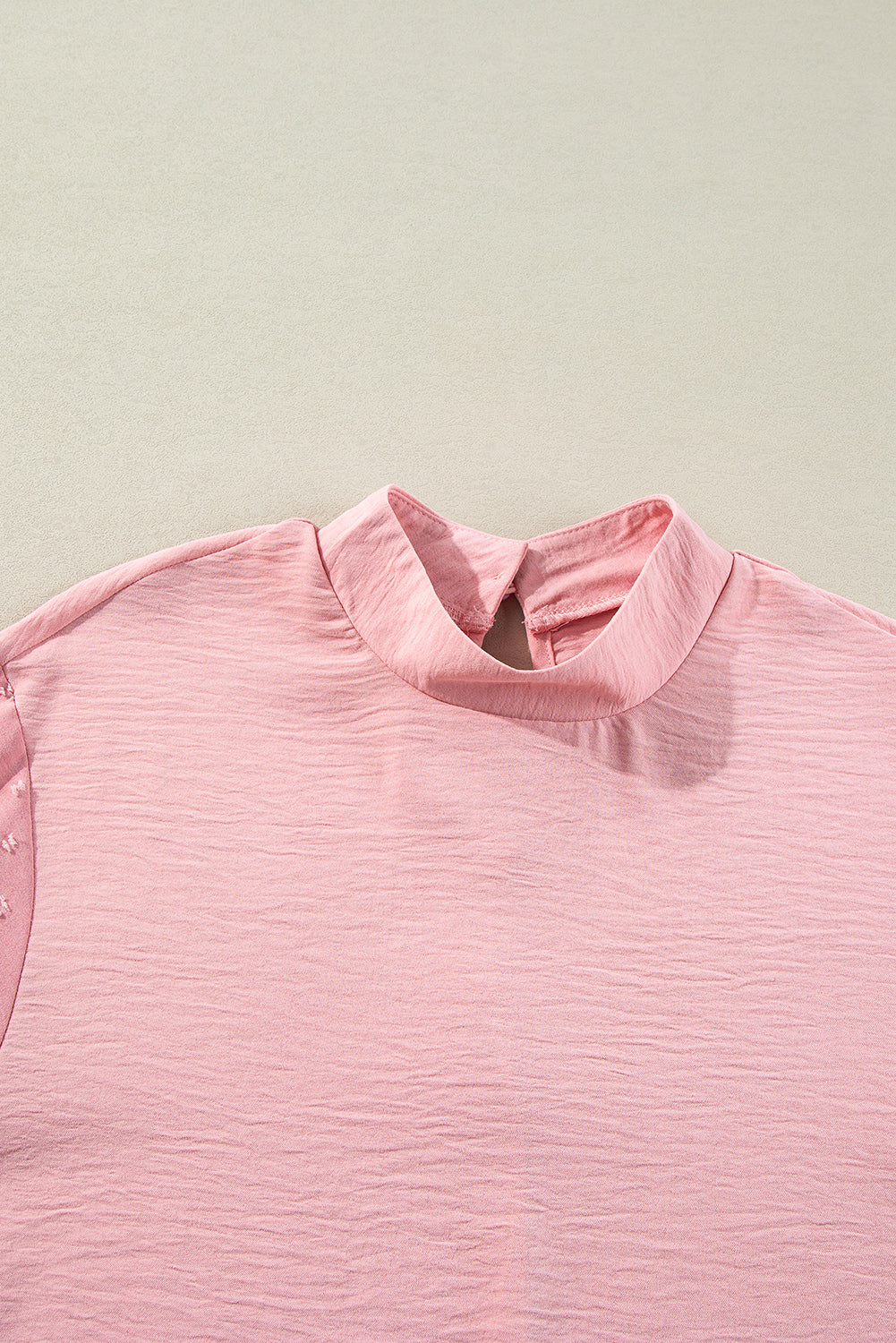 Pink Swiss Dot Balloon Sleeve Blouse