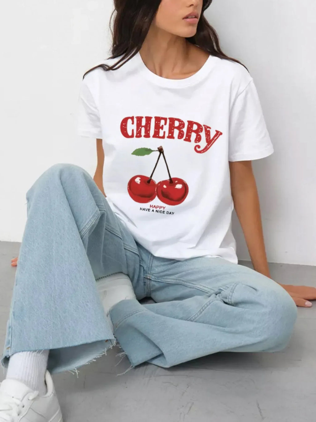Trendy Cherry Graphic T-Shirt Bazaare Mart Cherry T-Shirt