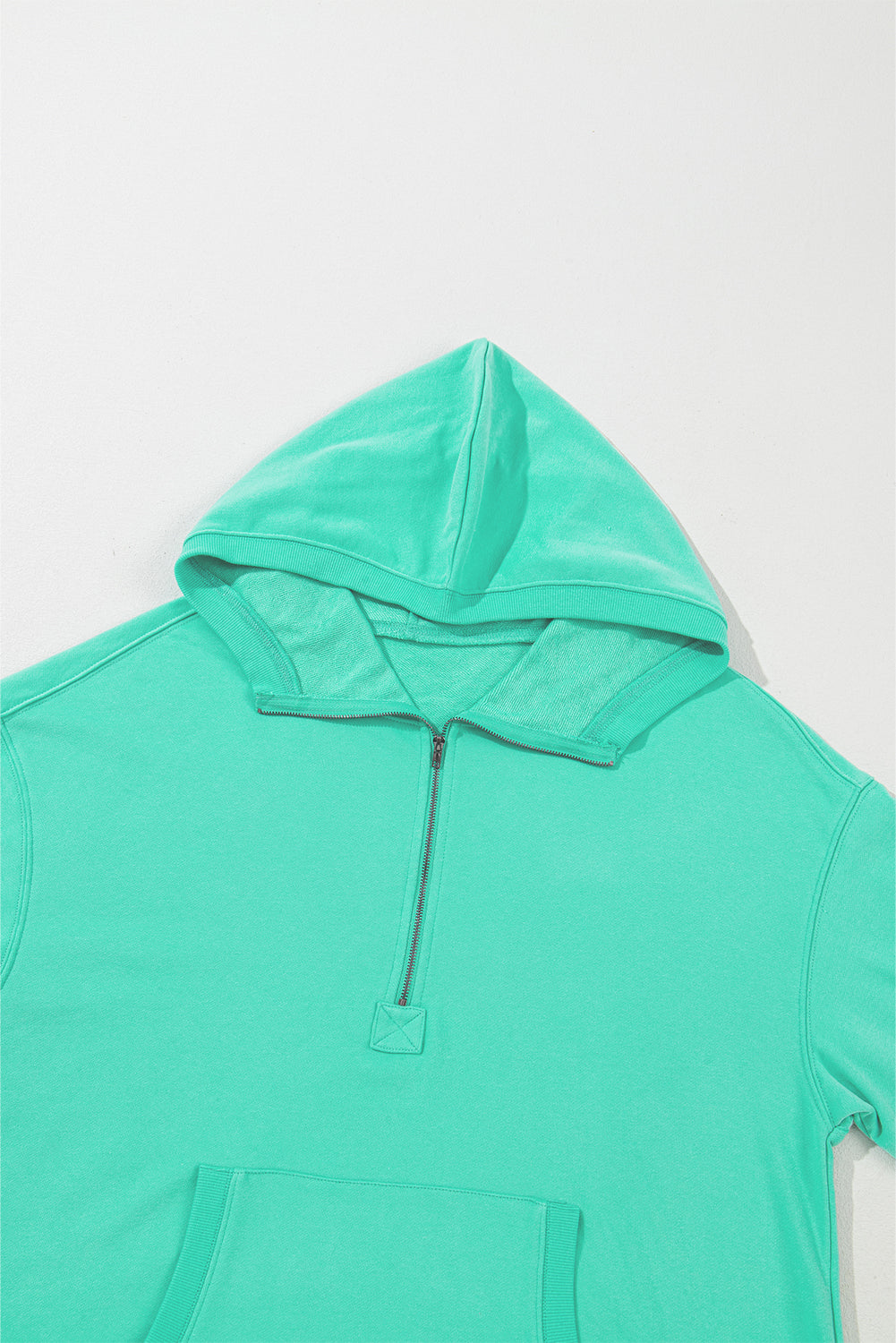 Teal Half Zipper Oversized Hoodie