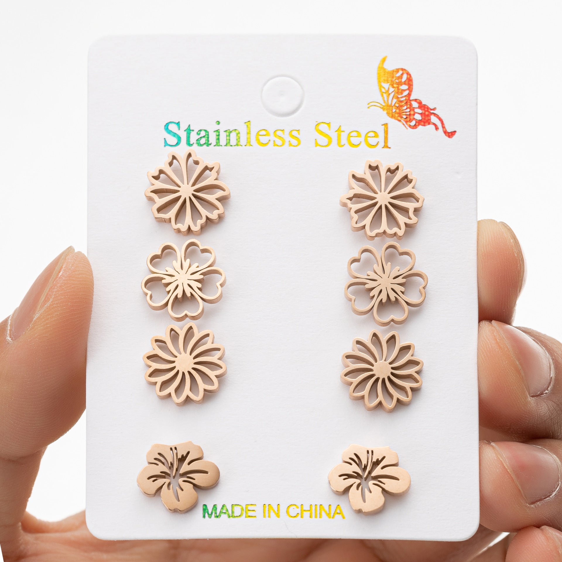 Floral Stud Earrings 4pk Set