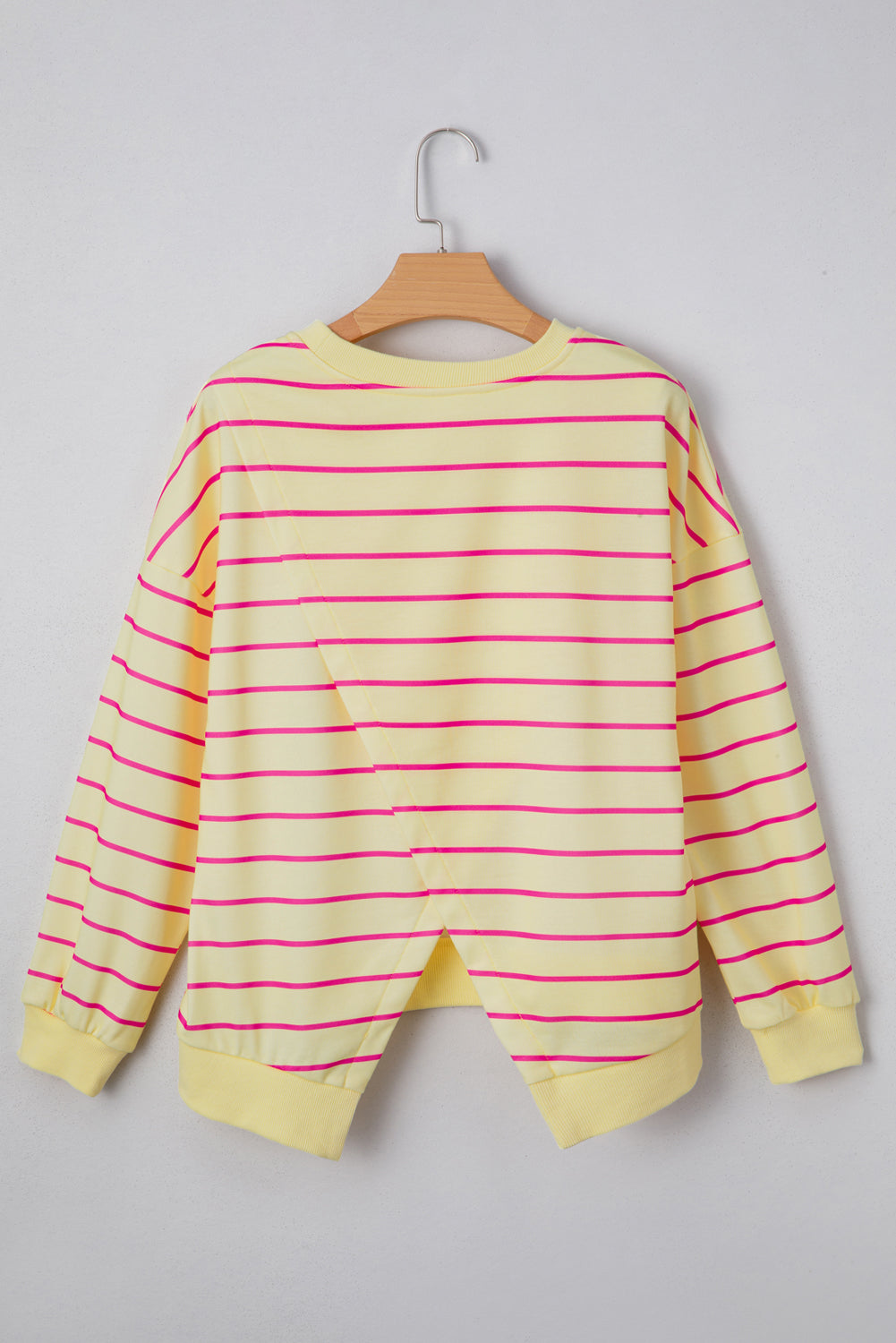 Yellow & Pink Striped Back Overlap Detail Sweatshirt