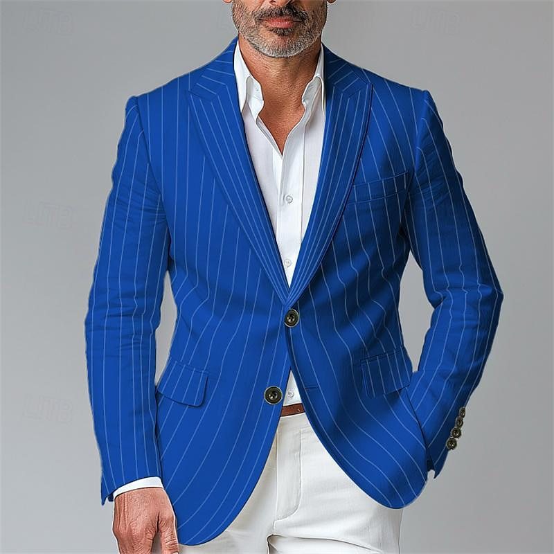 Men's Striped Two Button Blazer