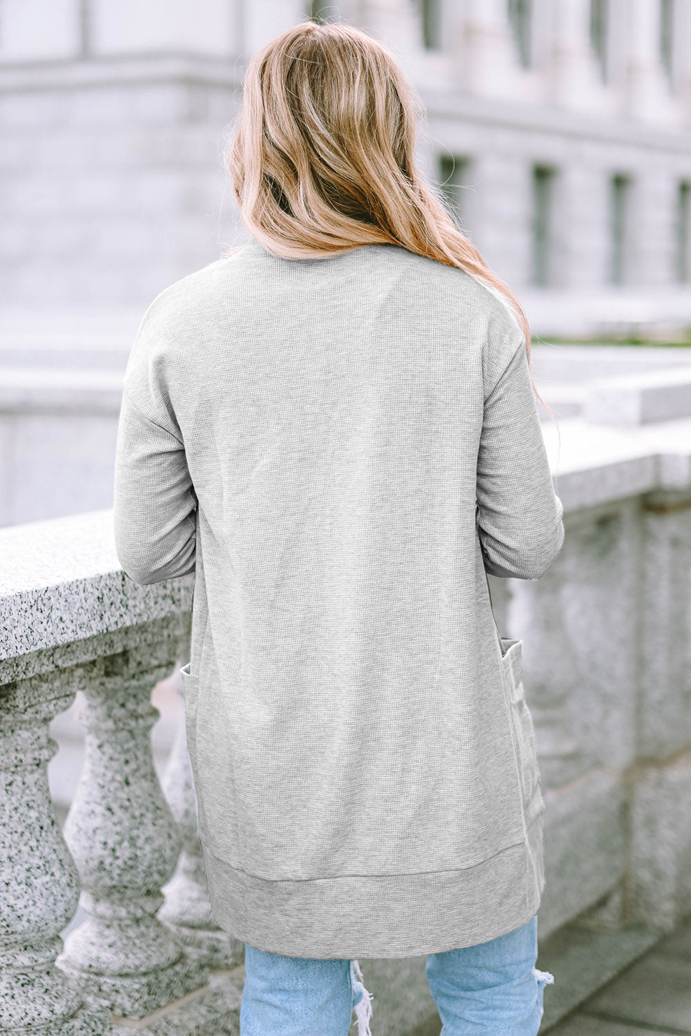 Thermal Knit Pocketed Cardigan