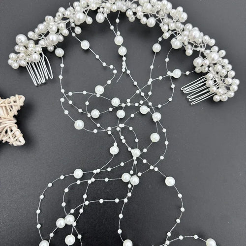 Bridal Waterfall of Pearls Hair Accessory Bazaare Mart Bridal Pearl Hair Accessory