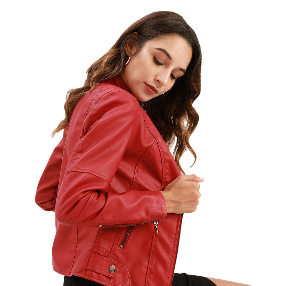 Ladies Biker Faux Leather Jacket