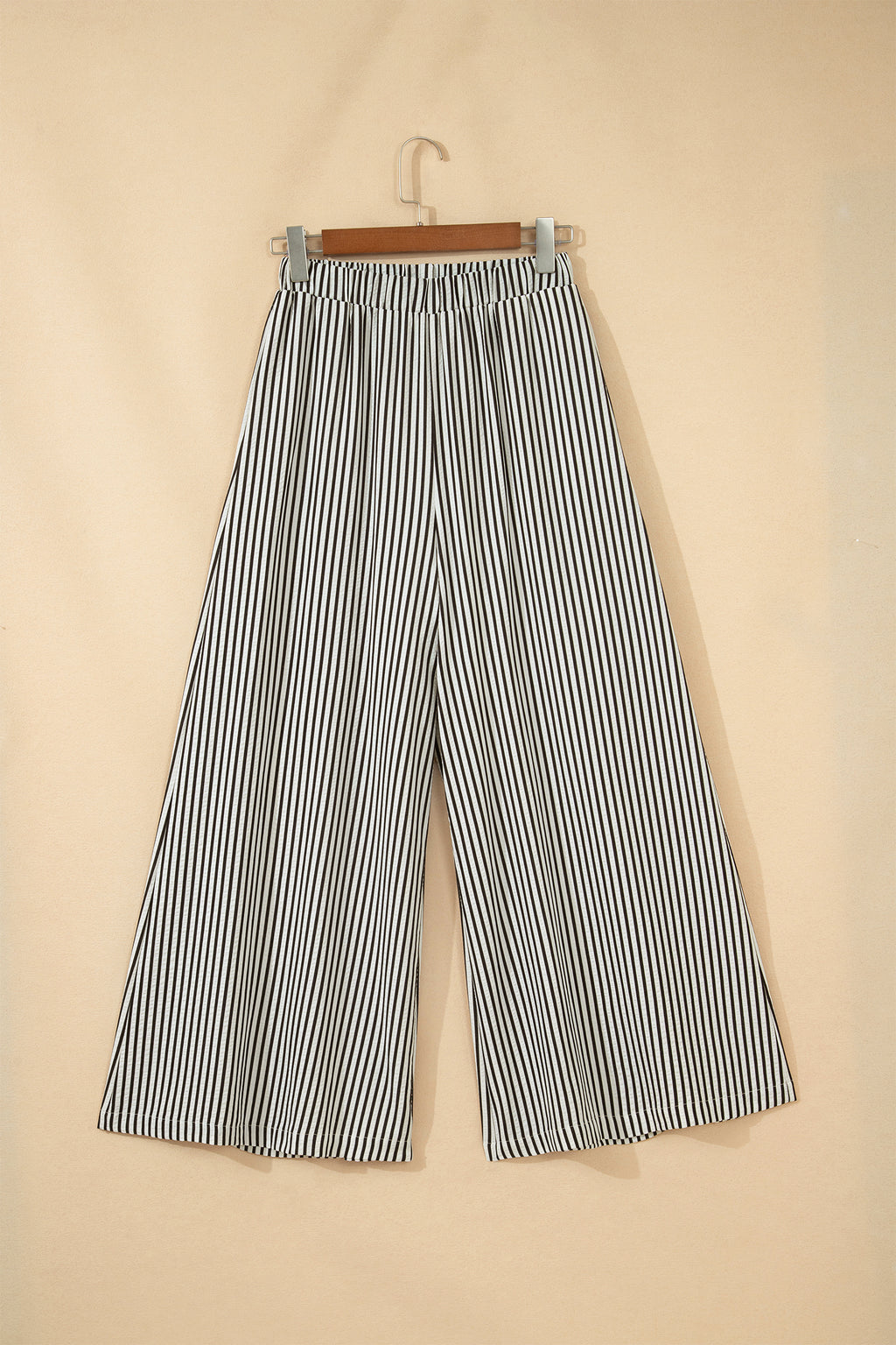 Black Stripe Elastic Waist Ultra Wide Leg Pants Dear-Lover Dropshipping Bottoms/Pants & Culotte