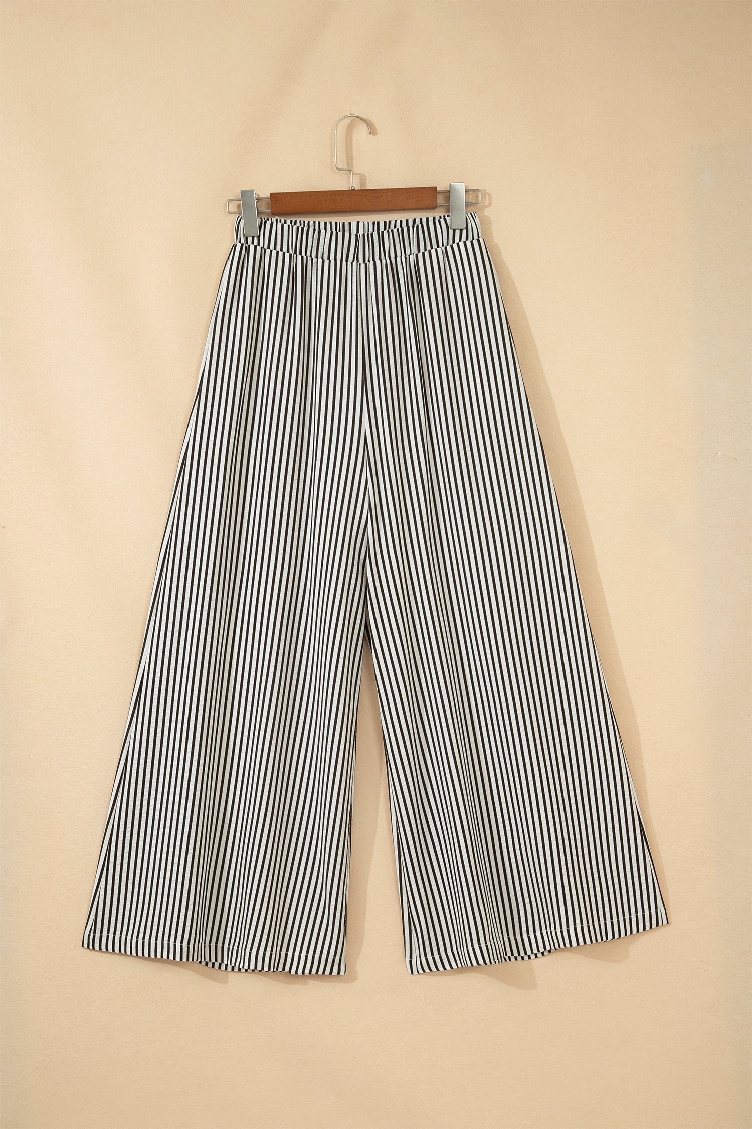 Black Stripe Elastic Waist Ultra Wide Leg Pants Dear-Lover Dropshipping Bottoms/Pants & Culotte