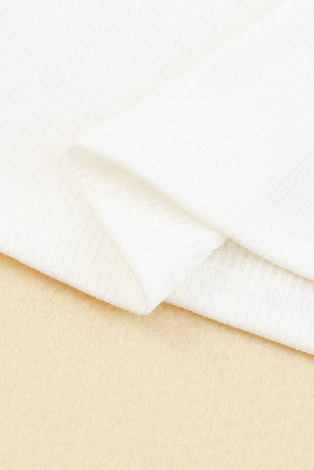 White Dotty Mesh Ruffle Sleeve Ribbed Knit Top Dear-Lover Dropshipping Tops/Tops & Tees