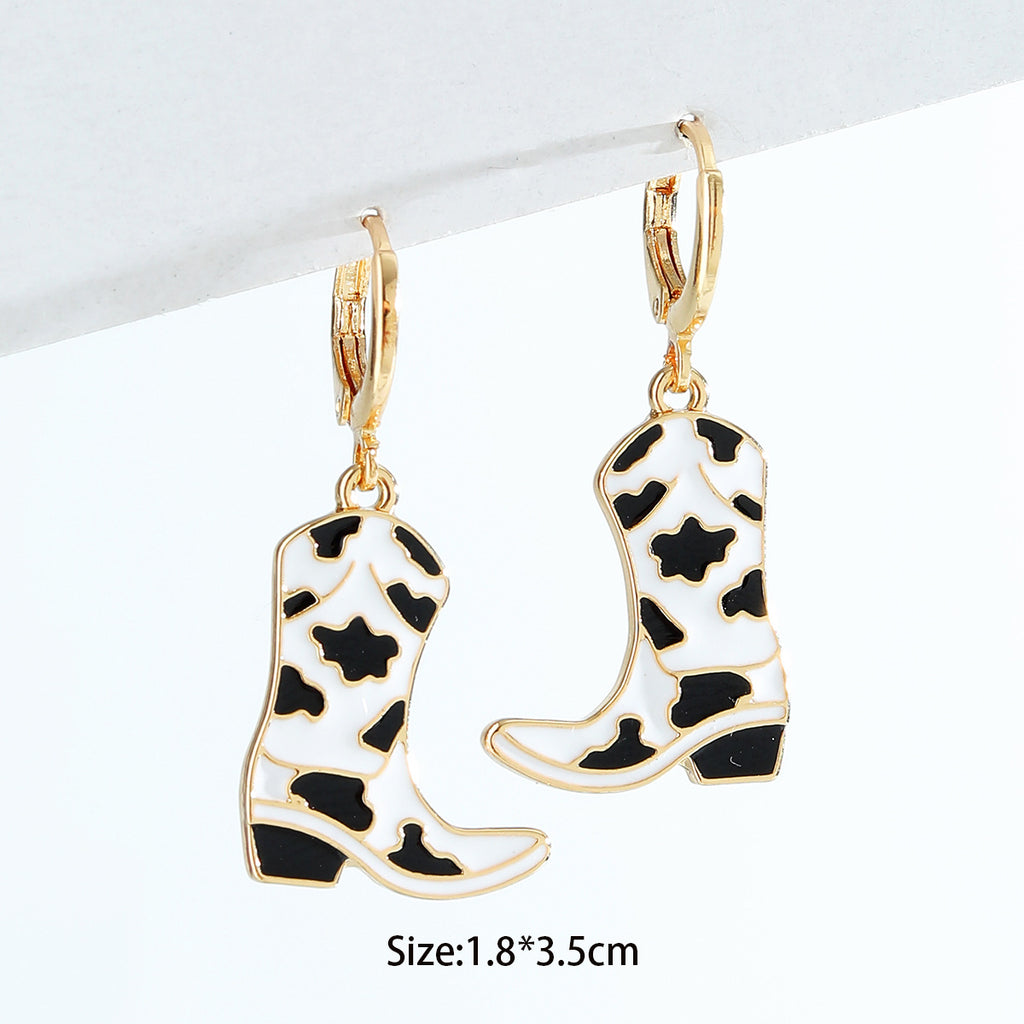 B&W Western Cowboy Boots Earrings CJ Dropshipping B&W Cowboy Boot Earrings