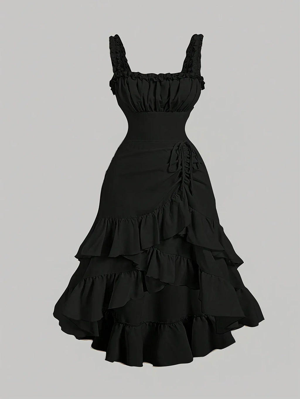 Romantic Multi-Layer Vintage Ruffled Hem Dress Bazaare Mart Ruffled Sleeveless Dress