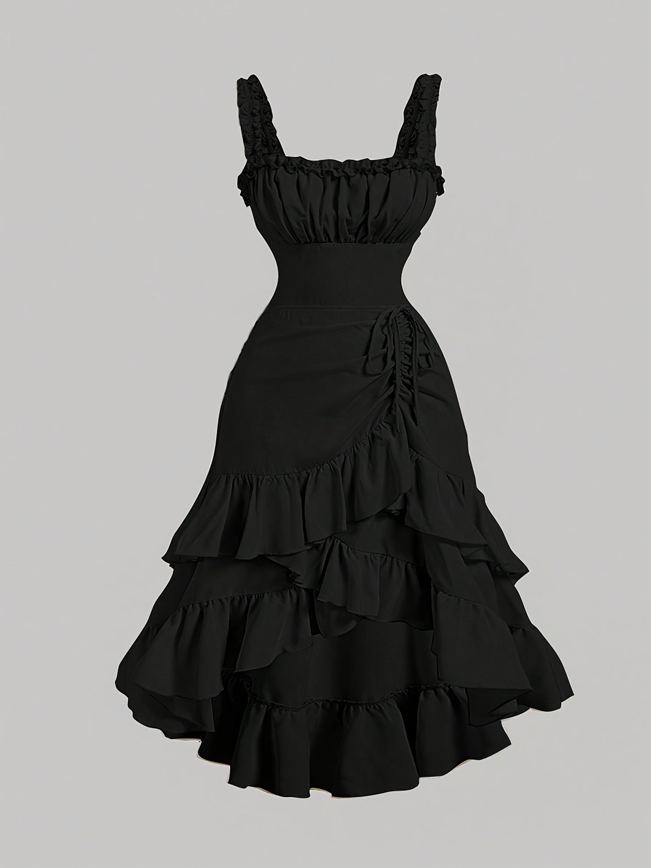 Romantic Multi-Layer Vintage Ruffled Hem Dress