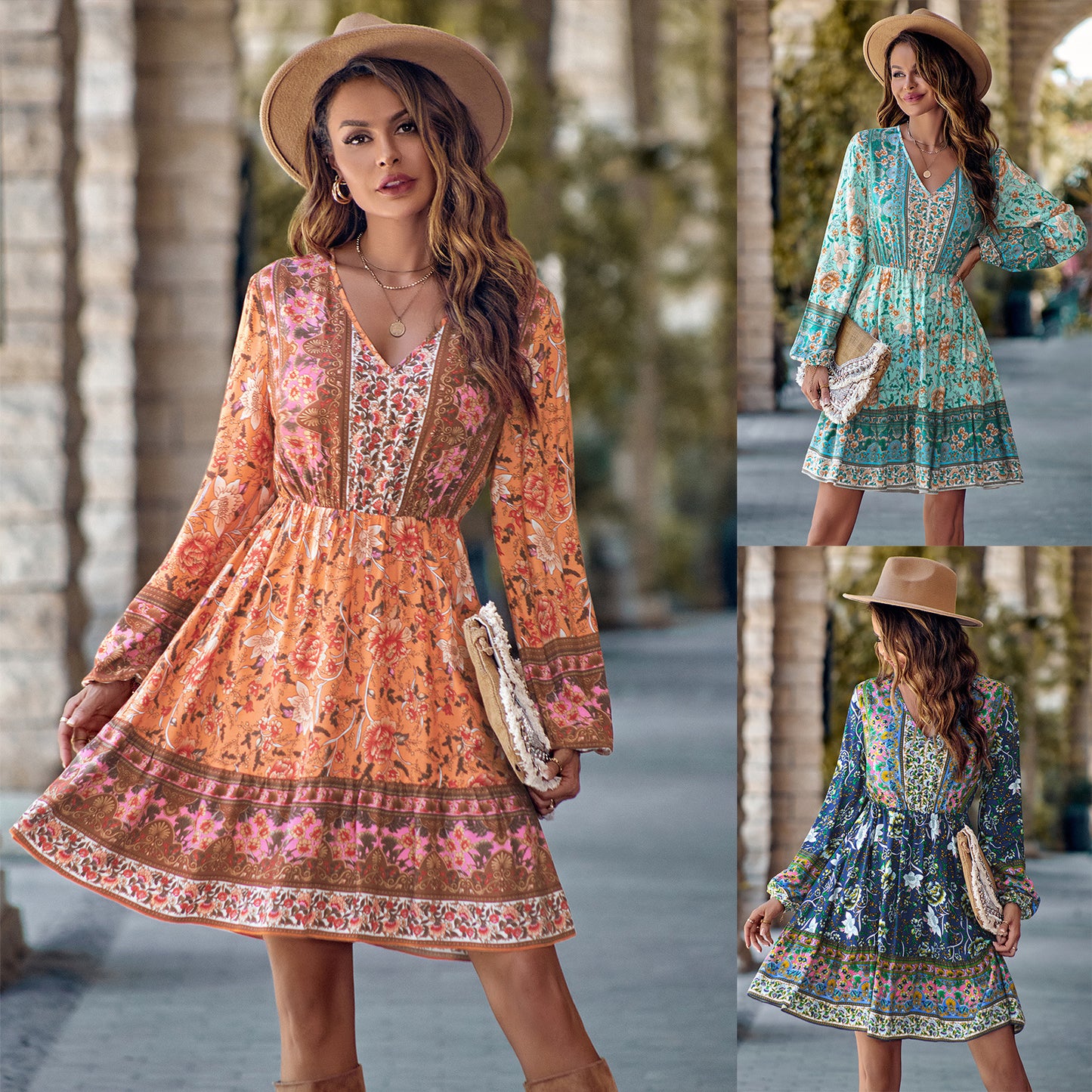 Long Sleeve Peasant Dresses