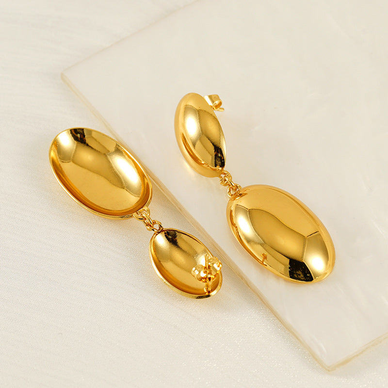 Exaggerated Geometry Oval Earrings Simple